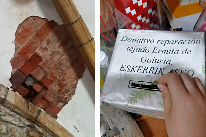 El florista Uribesalgo promueve una colecta para reparar el desconchado de la ermita de Goiuria