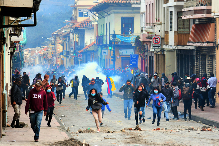 las calles de Cuenca durante las revueltas de octubre