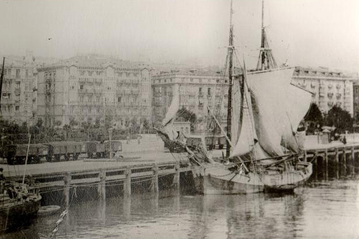 Un bergantín hacia 1900 en Bilbao